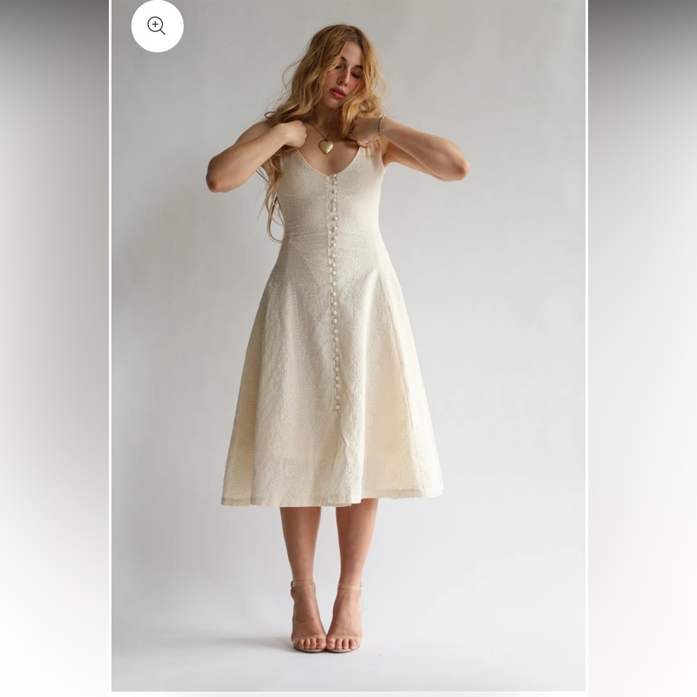 Ivory Embroidered Midi Dress